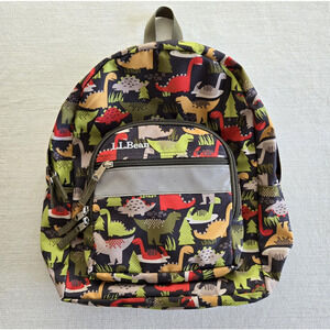 LL Bean Junior Backpack Dinosaur Book Bag Kindergarten Preschool Camp Travel 14"